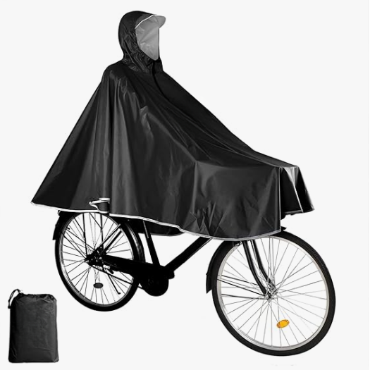 Lightweight Waterproof Cycling Rain Poncho for Adults - Reflective Safety Design, Compact & Reusable Bicycle Rain Cape